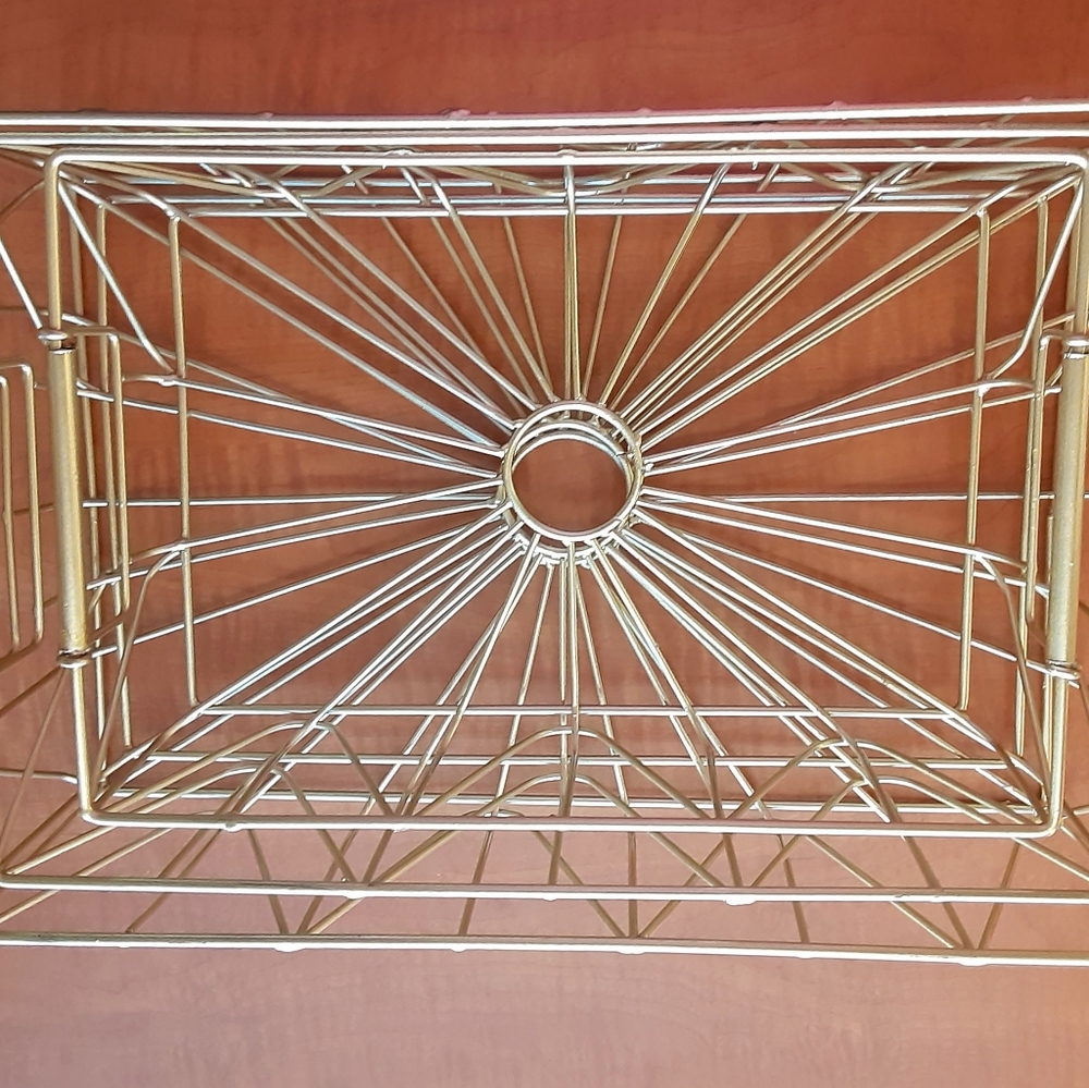 Gold Contemporary Metal Spiderweb Nesting Tray Set w/ Handles